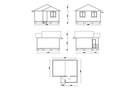 Одноэтажный садовый домик 4х6  с крыльцом