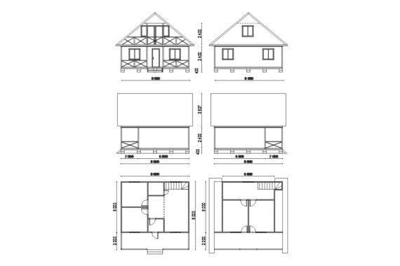 Садовый дом 8х8 с террасой и балконом
